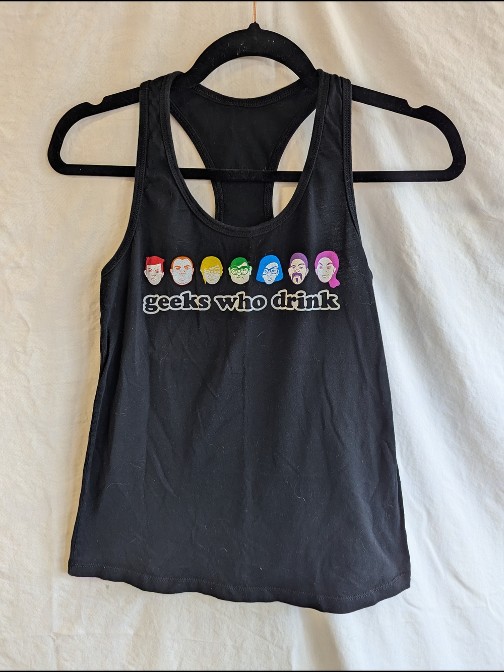 🌈 Black Racerback Tank Top with Rainbow Graphic Faces